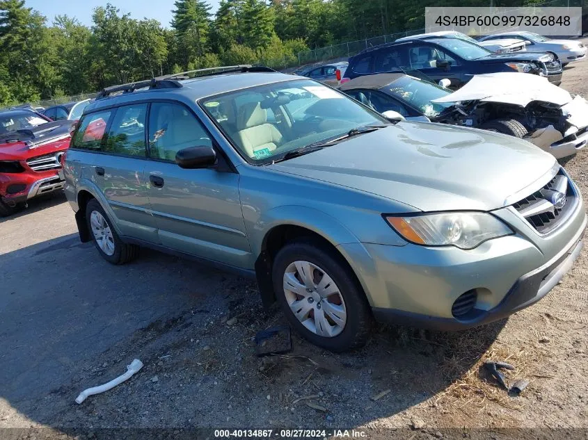 2009 Subaru Outback 2.5I VIN: 4S4BP60C997326848 Lot: 40134867