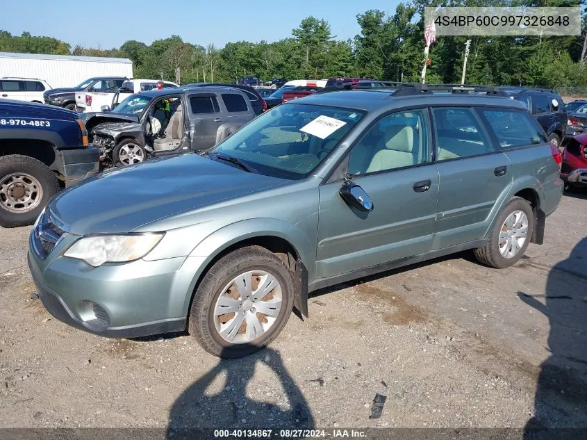 2009 Subaru Outback 2.5I VIN: 4S4BP60C997326848 Lot: 40134867