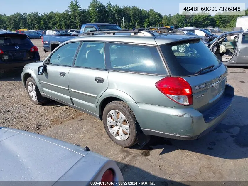 2009 Subaru Outback 2.5I VIN: 4S4BP60C997326848 Lot: 40134867