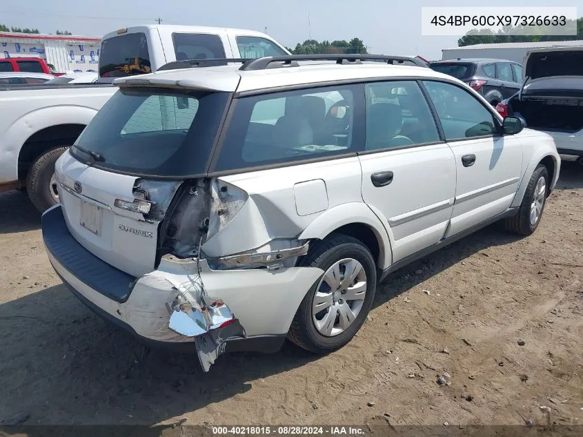 2009 Subaru Outback 2.5I VIN: 4S4BP60CX97326633 Lot: 40218015