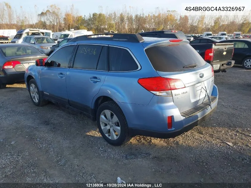 2010 Subaru Outback VIN: 4S4BRGGC4A3326967 Lot: 12135936