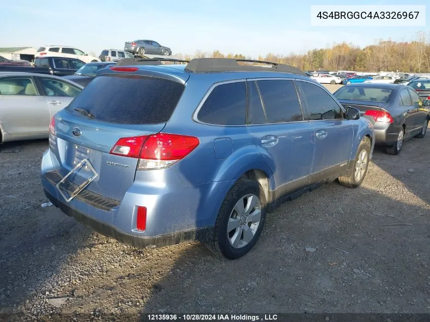 2010 Subaru Outback VIN: 4S4BRGGC4A3326967 Lot: 12135936