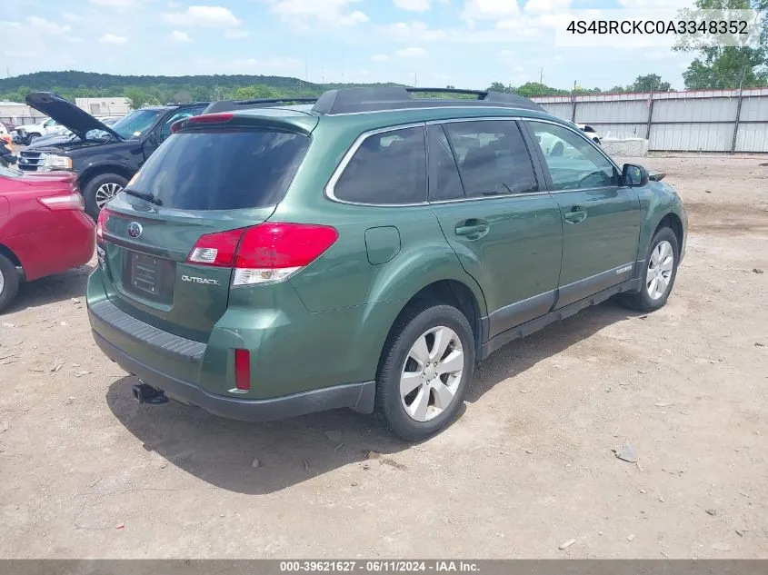 2010 Subaru Outback 2.5I Limited VIN: 4S4BRCKC0A3348352 Lot: 39621627