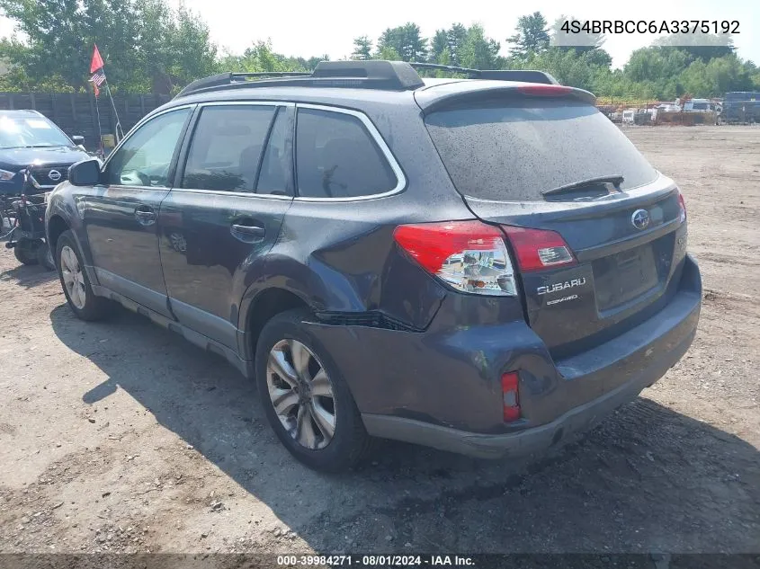 2010 Subaru Outback 2.5I Premium VIN: 4S4BRBCC6A3375192 Lot: 39984271