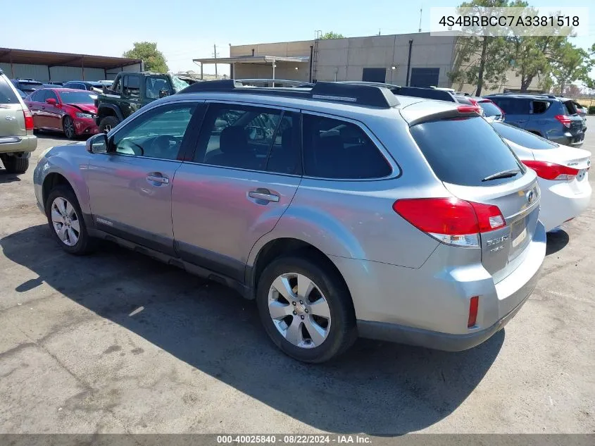 4S4BRBCC7A3381518 2010 Subaru Outback 2.5I Premium