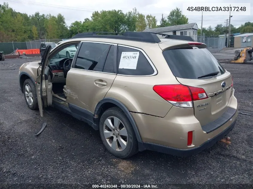 4S4BRBLC3A3317248 2010 Subaru Outback 2.5I Limited