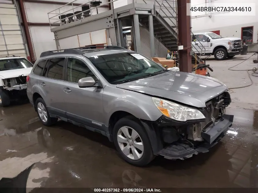 2010 Subaru Outback 2.5I Premium VIN: 4S4BRBHC7A3344610 Lot: 40257362