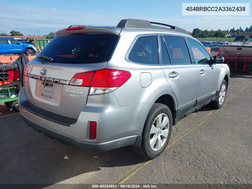 2010 Subaru Outback 2.5I Premium VIN: 4S4BRBCC2A3362438 Lot: 40354951