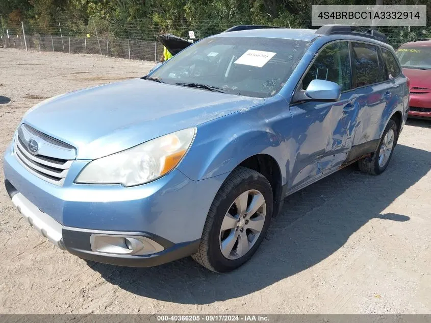 2010 Subaru Outback 2.5I Premium VIN: 4S4BRBCC1A3332914 Lot: 40366205