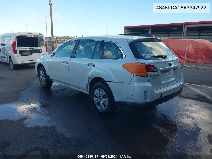 2010 Subaru Outback 2.5I VIN: 4S4BRCAC8A3347922 Lot: 40390167