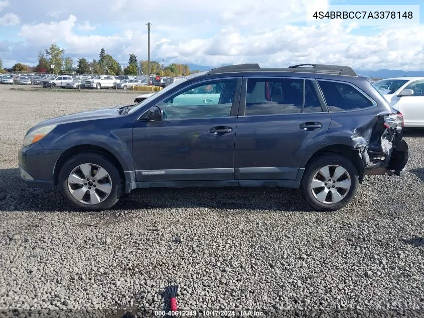 2010 Subaru Outback 2.5I Premium VIN: 4S4BRBCC7A3378148 Lot: 40612349