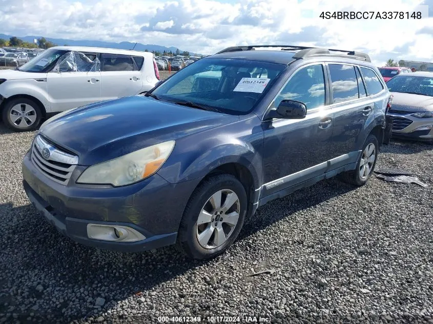 2010 Subaru Outback 2.5I Premium VIN: 4S4BRBCC7A3378148 Lot: 40612349