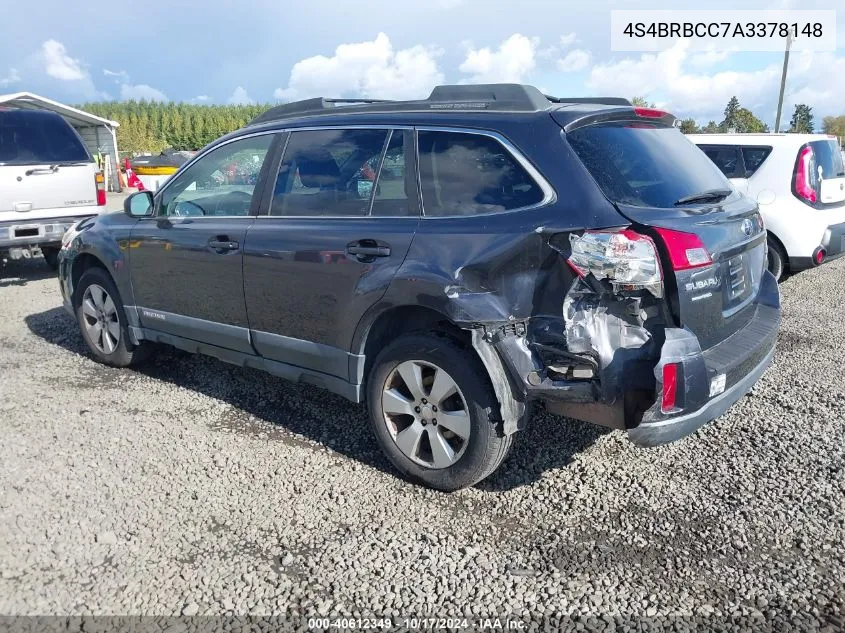 2010 Subaru Outback 2.5I Premium VIN: 4S4BRBCC7A3378148 Lot: 40612349