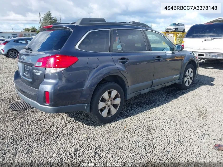 2010 Subaru Outback 2.5I Premium VIN: 4S4BRBCC7A3378148 Lot: 40612349