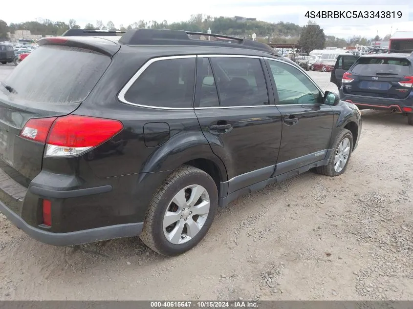 2010 Subaru Outback 2.5I Limited VIN: 4S4BRBKC5A3343819 Lot: 40615647