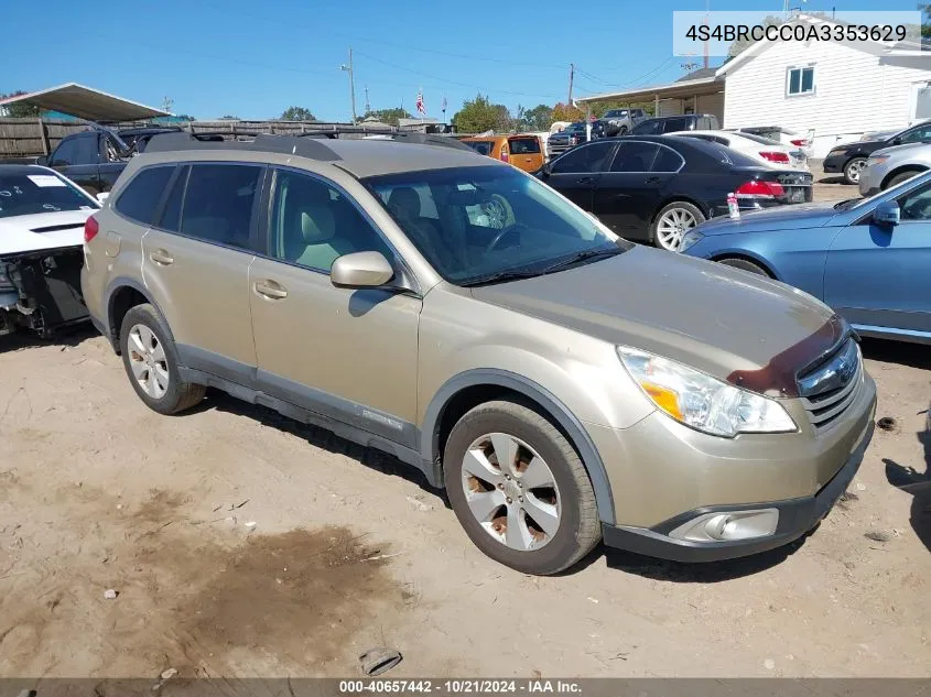 2010 Subaru Outback 2.5I Premium VIN: 4S4BRCCC0A3353629 Lot: 40657442