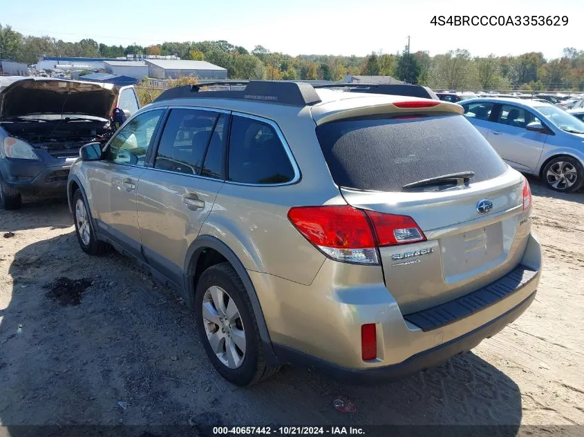 2010 Subaru Outback 2.5I Premium VIN: 4S4BRCCC0A3353629 Lot: 40657442