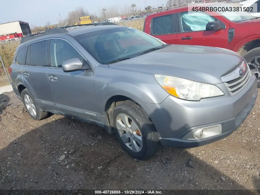 2010 Subaru Outback 2.5I Premium VIN: 4S4BRBGC0A3381502 Lot: 40726885