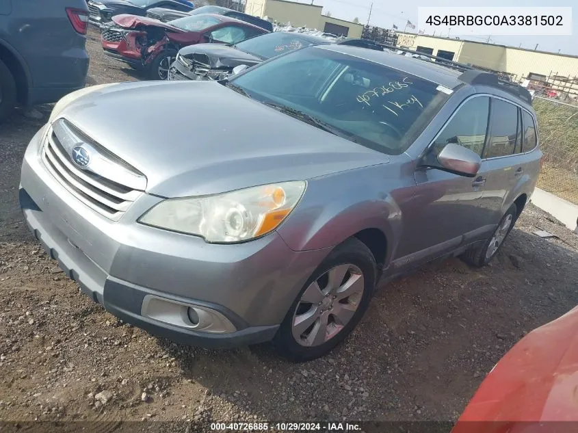 2010 Subaru Outback 2.5I Premium VIN: 4S4BRBGC0A3381502 Lot: 40726885