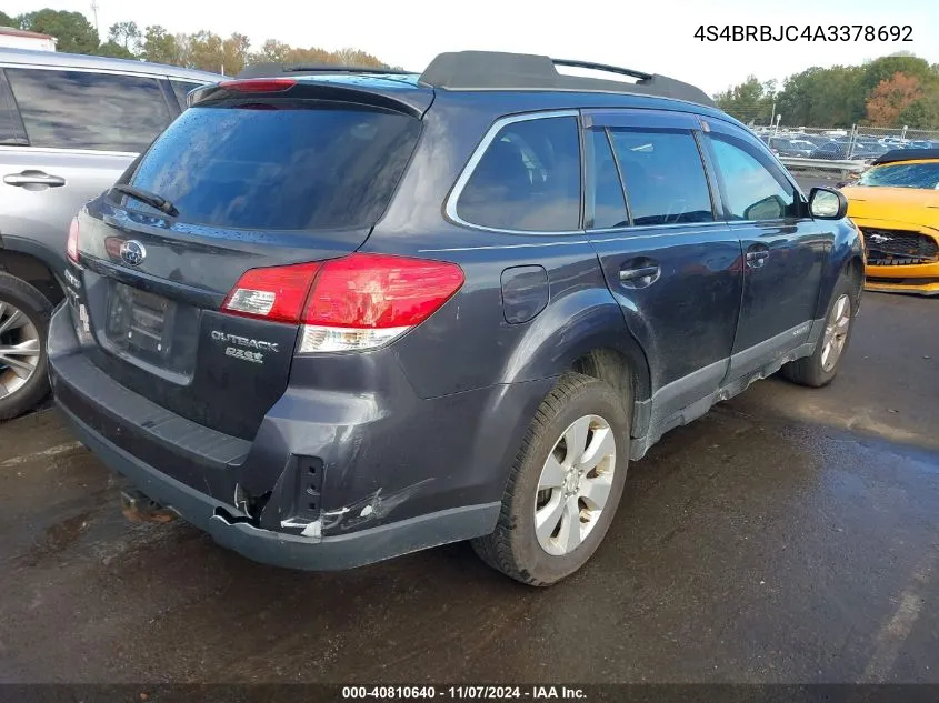 4S4BRBJC4A3378692 2010 Subaru Outback 2.5I Limited