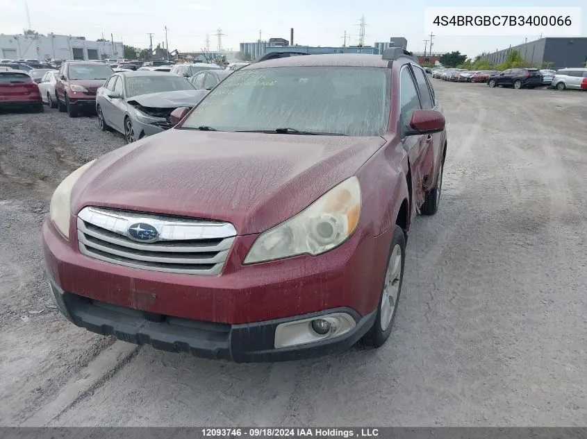 2011 Subaru Outback 2.5I Premium VIN: 4S4BRGBC7B3400066 Lot: 12093746