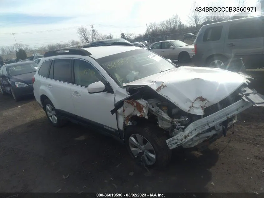 2011 Subaru Outback 2.5I Premium VIN: 4S4BRCCC0B3360971 Lot: 36019590