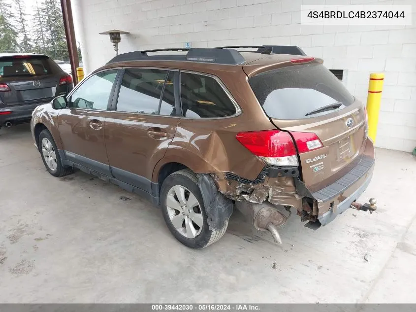 2011 Subaru Outback 3.6R Limited VIN: 4S4BRDLC4B2374044 Lot: 39442030