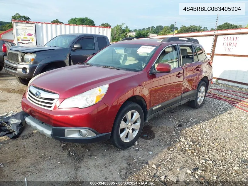 2011 Subaru Outback 2.5I Limited VIN: 4S4BRBLC0B3405904 Lot: 39483895