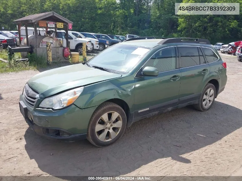 2011 Subaru Outback 2.5I Premium VIN: 4S4BRBCC7B3392309 Lot: 39540911