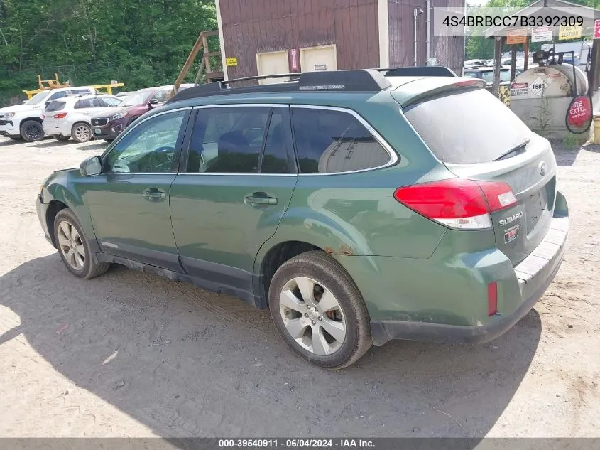 4S4BRBCC7B3392309 2011 Subaru Outback 2.5I Premium