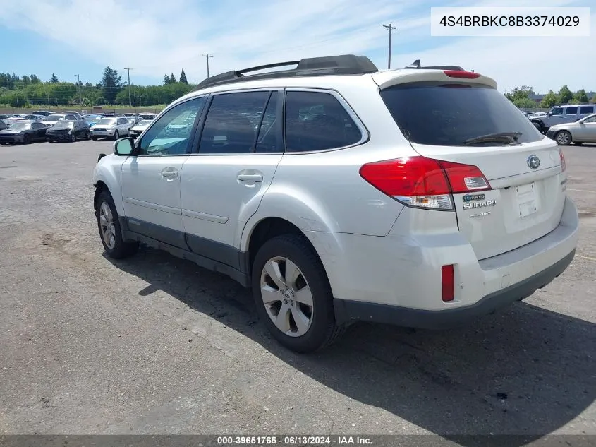 2011 Subaru Outback 2.5I Limited VIN: 4S4BRBKC8B3374029 Lot: 39651765