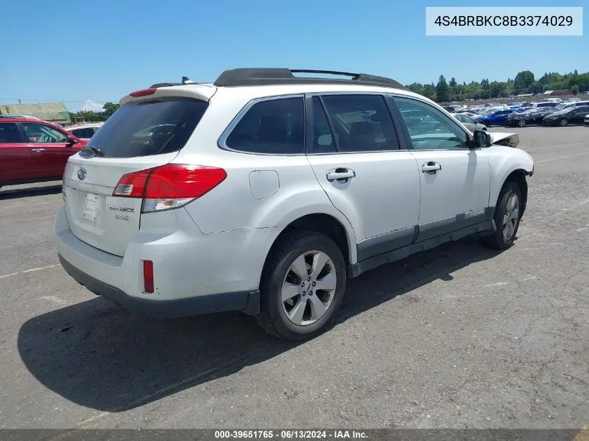 4S4BRBKC8B3374029 2011 Subaru Outback 2.5I Limited