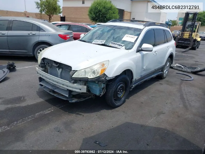 2011 Subaru Outback 3.6R Limited VIN: 4S4BRDLC6B2312791 Lot: 39793862