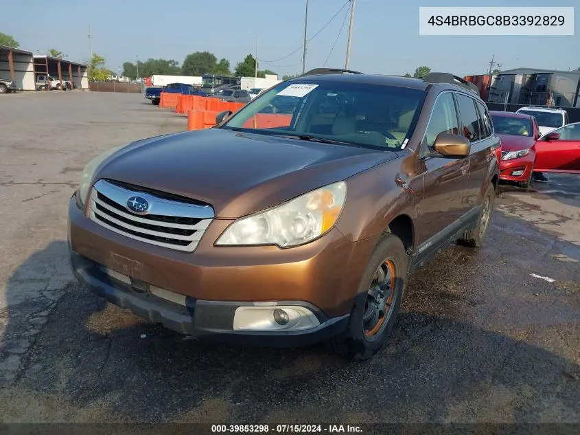 2011 Subaru Outback 2.5I Premium VIN: 4S4BRBGC8B3392829 Lot: 39853298