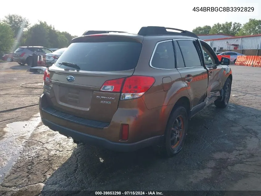 4S4BRBGC8B3392829 2011 Subaru Outback 2.5I Premium