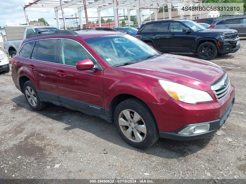 2011 Subaru Outback 2.5I Premium VIN: 4S4BRBGC5B3312810 Lot: 39890632