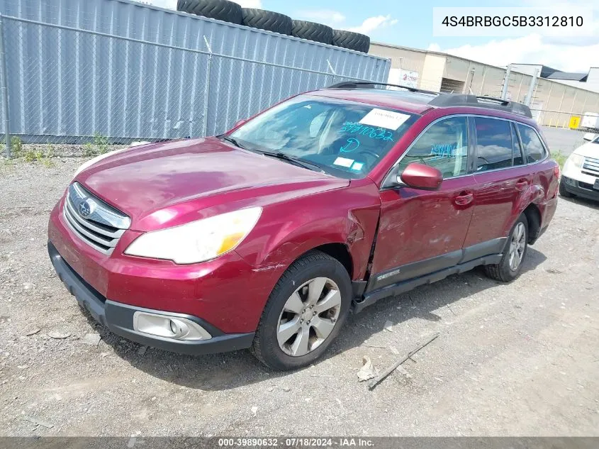 2011 Subaru Outback 2.5I Premium VIN: 4S4BRBGC5B3312810 Lot: 39890632