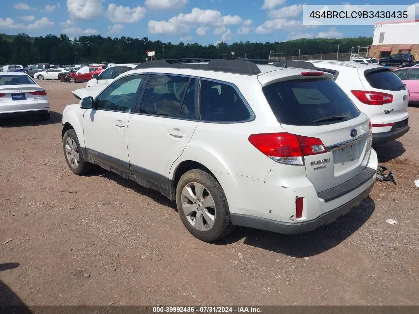 2011 Subaru Outback 2.5I Limited VIN: 4S4BRCLC9B3430435 Lot: 39992436