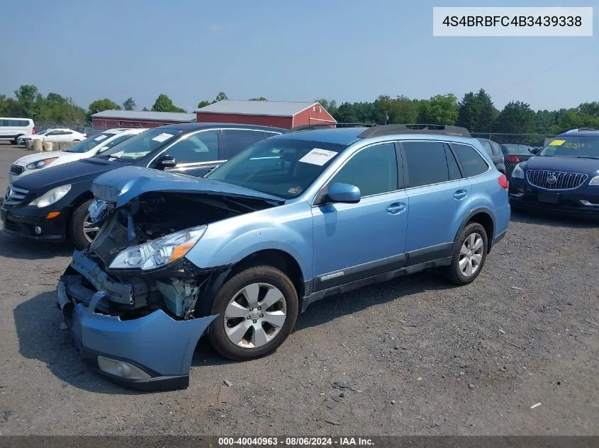 4S4BRBFC4B3439338 2011 Subaru Outback 2.5I Premium