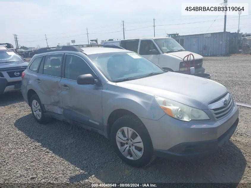 2011 Subaru Outback 2.5I VIN: 4S4BRBAC8B3319064 Lot: 40049549