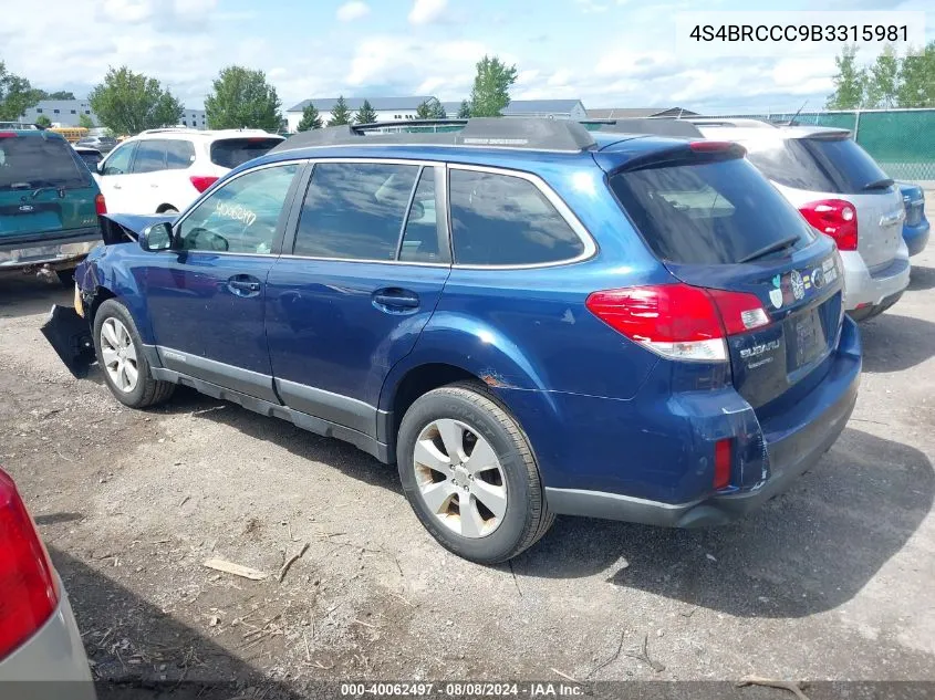 4S4BRCCC9B3315981 2011 Subaru Outback 2.5I Premium