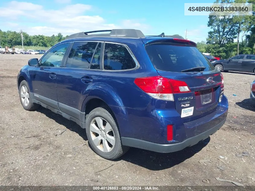 2011 Subaru Outback 2.5I Limited VIN: 4S4BRBKC2B3383860 Lot: 40126883