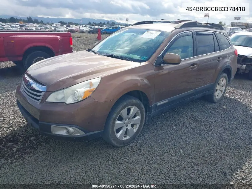 4S4BRBCC8B3378418 2011 Subaru Outback 2.5I Premium