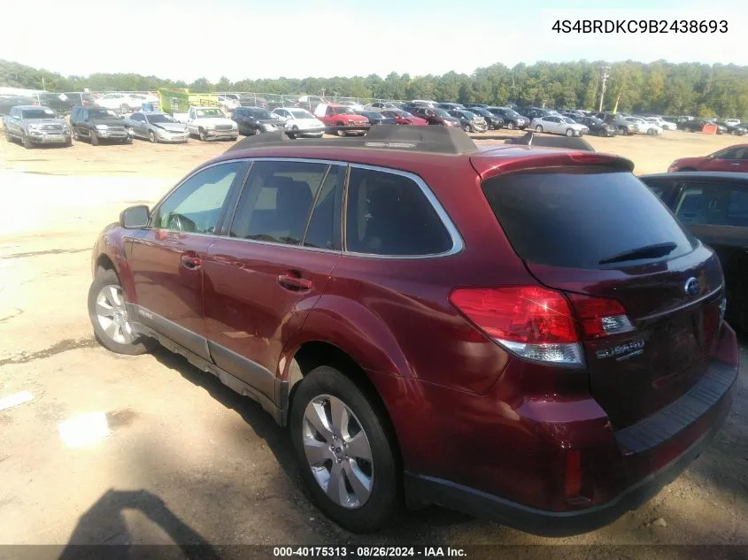 2011 Subaru Outback 3.6R Limited VIN: 4S4BRDKC9B2438693 Lot: 40175313