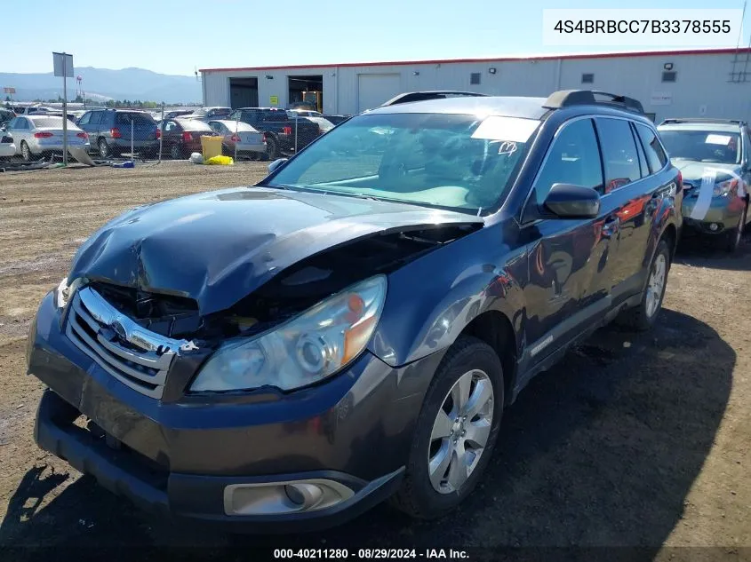 2011 Subaru Outback 2.5I Premium VIN: 4S4BRBCC7B3378555 Lot: 40211280