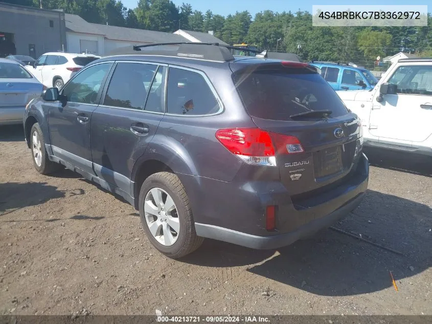 2011 Subaru Outback 2.5I Limited VIN: 4S4BRBKC7B3362972 Lot: 40213721