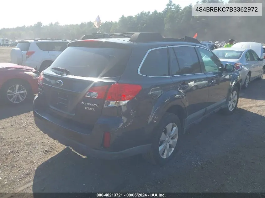 2011 Subaru Outback 2.5I Limited VIN: 4S4BRBKC7B3362972 Lot: 40213721