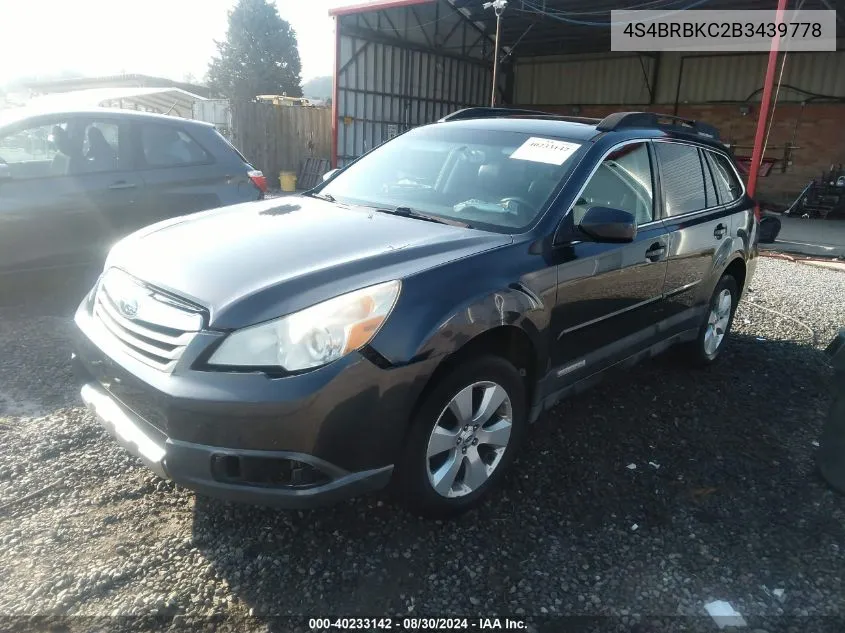 4S4BRBKC2B3439778 2011 Subaru Outback 2.5I Limited