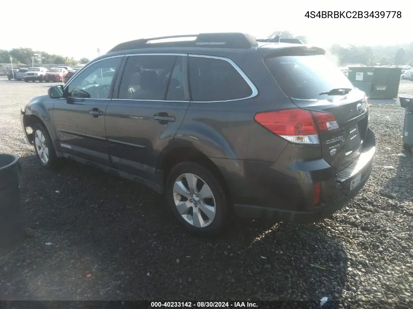 2011 Subaru Outback 2.5I Limited VIN: 4S4BRBKC2B3439778 Lot: 40567918