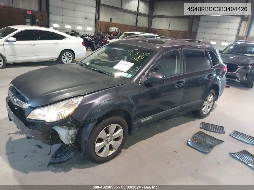 2011 Subaru Outback 2.5I Premium VIN: 4S4BRBGC3B3404420 Lot: 40238996